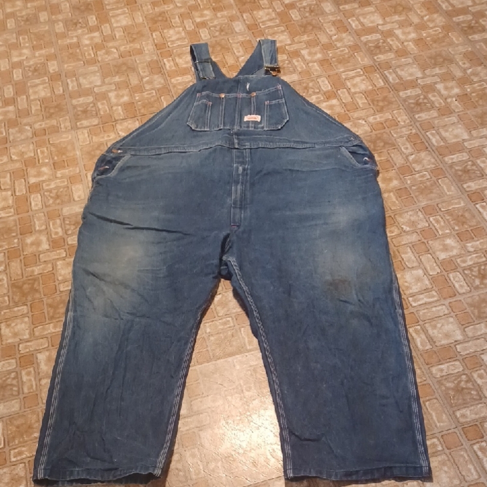 Men's Blue Denim Overalls Big Man Size 56 Round House